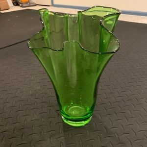 Green glass vase